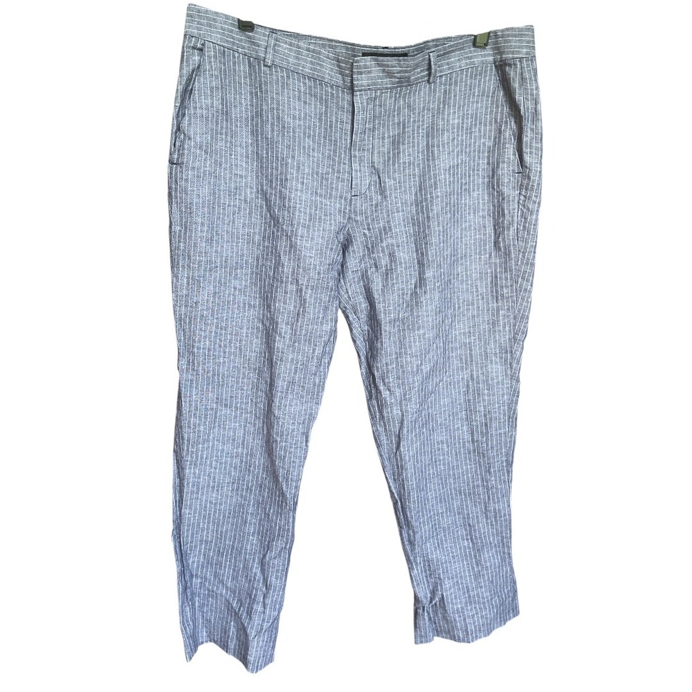 Banana Republic‎ Hampton Fit Blue Striped Linen Cotton Ankle Pants 
12P